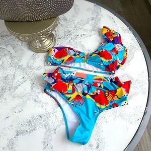 2 piece ruffle swim suit size XL
